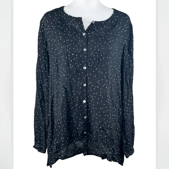 J. Jill Black & White Polka Dot Blouse Top Small - Picture 2 of 10